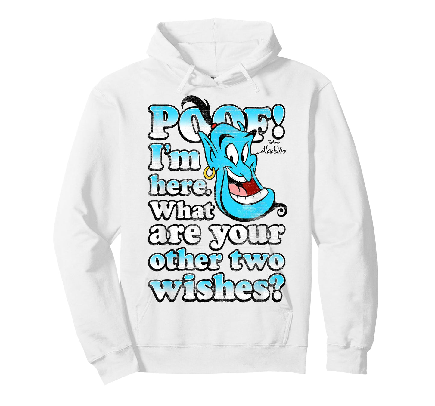 Disney Aladdin Genie Poof! 2 Wishes Gradient Text Portrait T-Shirt