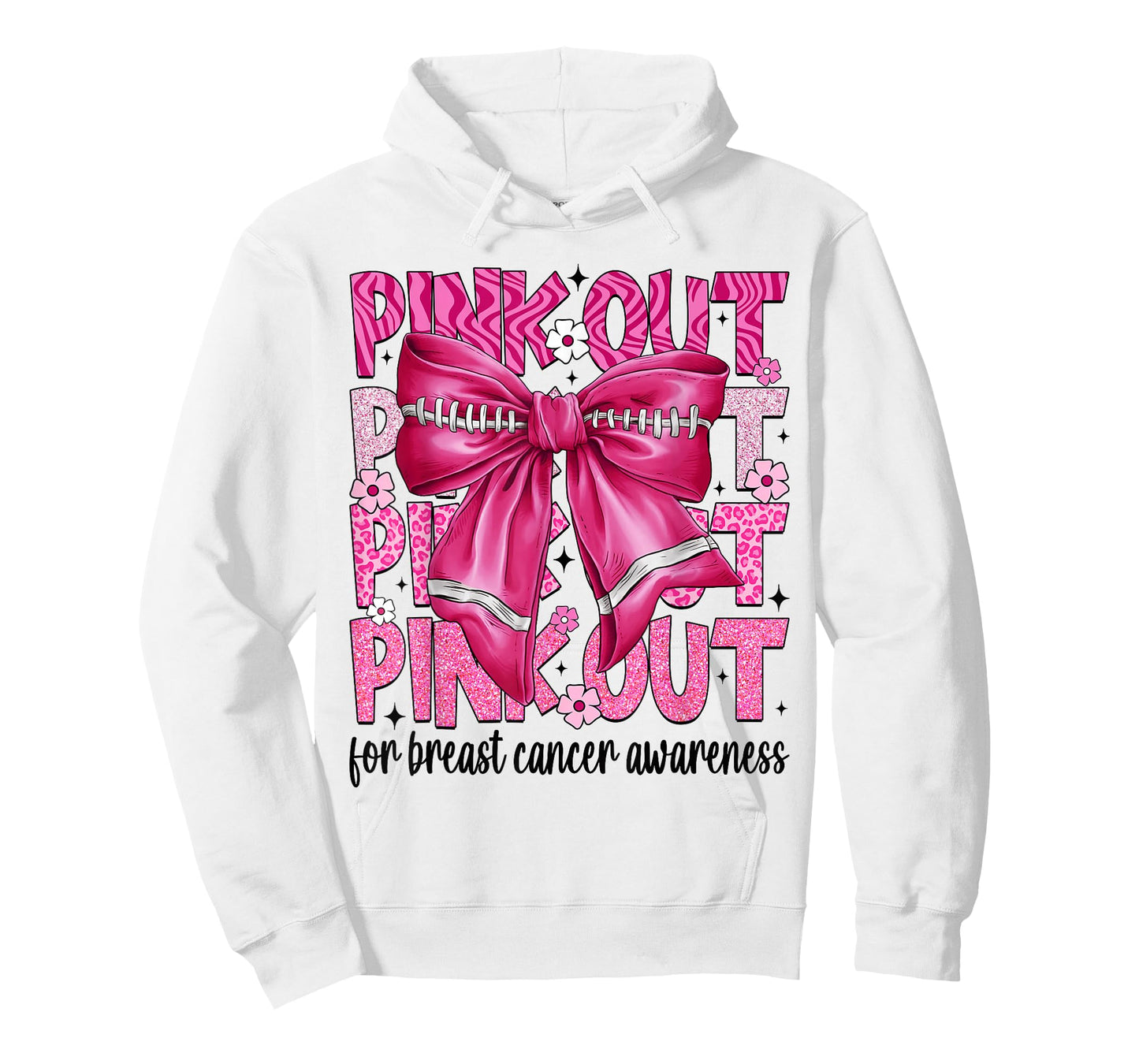 Coquette Bow Pink Out Football Team Breast Cancer Awareness T-Shirt