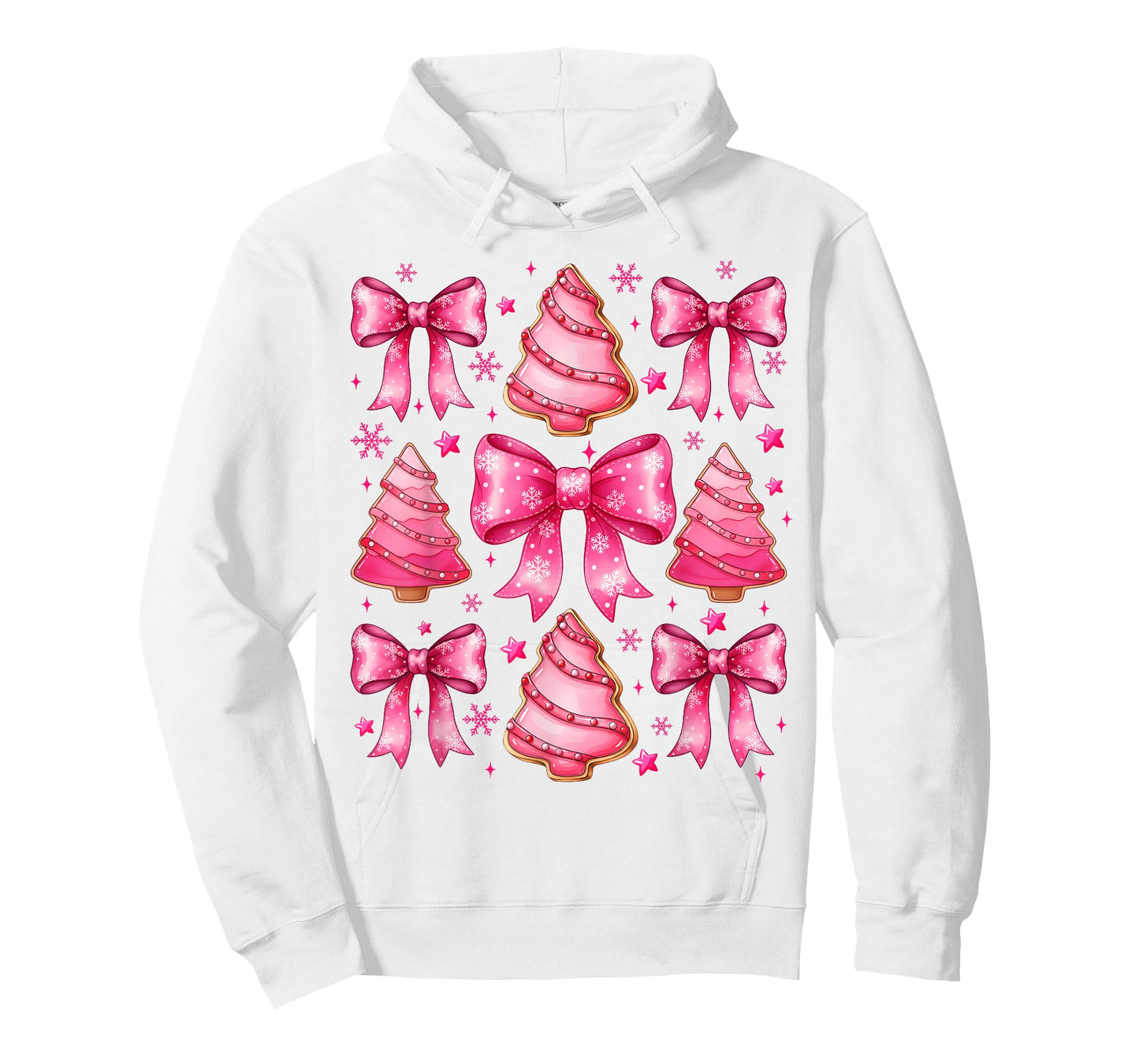 Pink Christmas Tree Shirt Cute Xmas Bow Women Girls T-Shirt