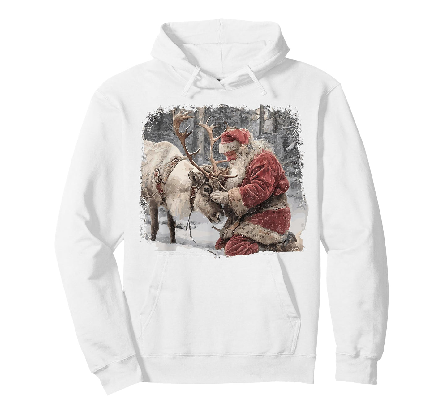 Vintage Santa Claus Santa and Reindeer Christmas Holiday Kid T-Shirt
