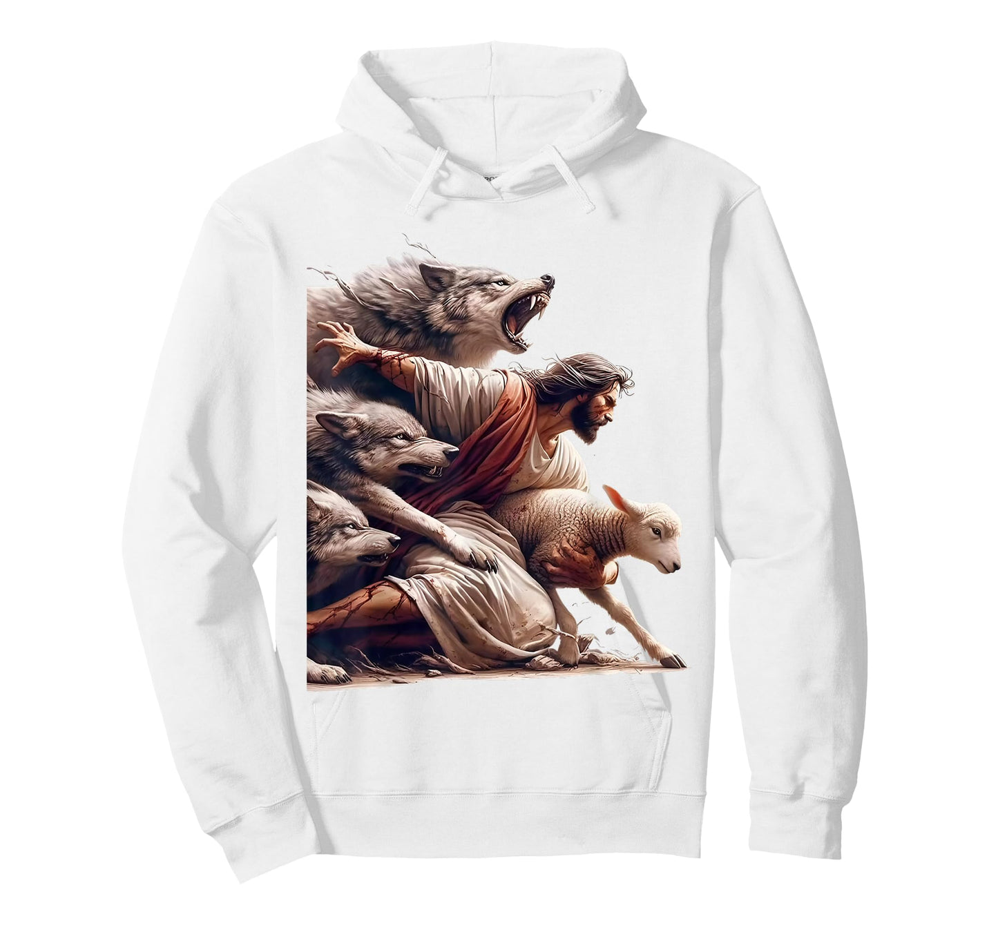 Jesus Protects The Lamb From Wolves - Christian God Jesus T-Shirt
