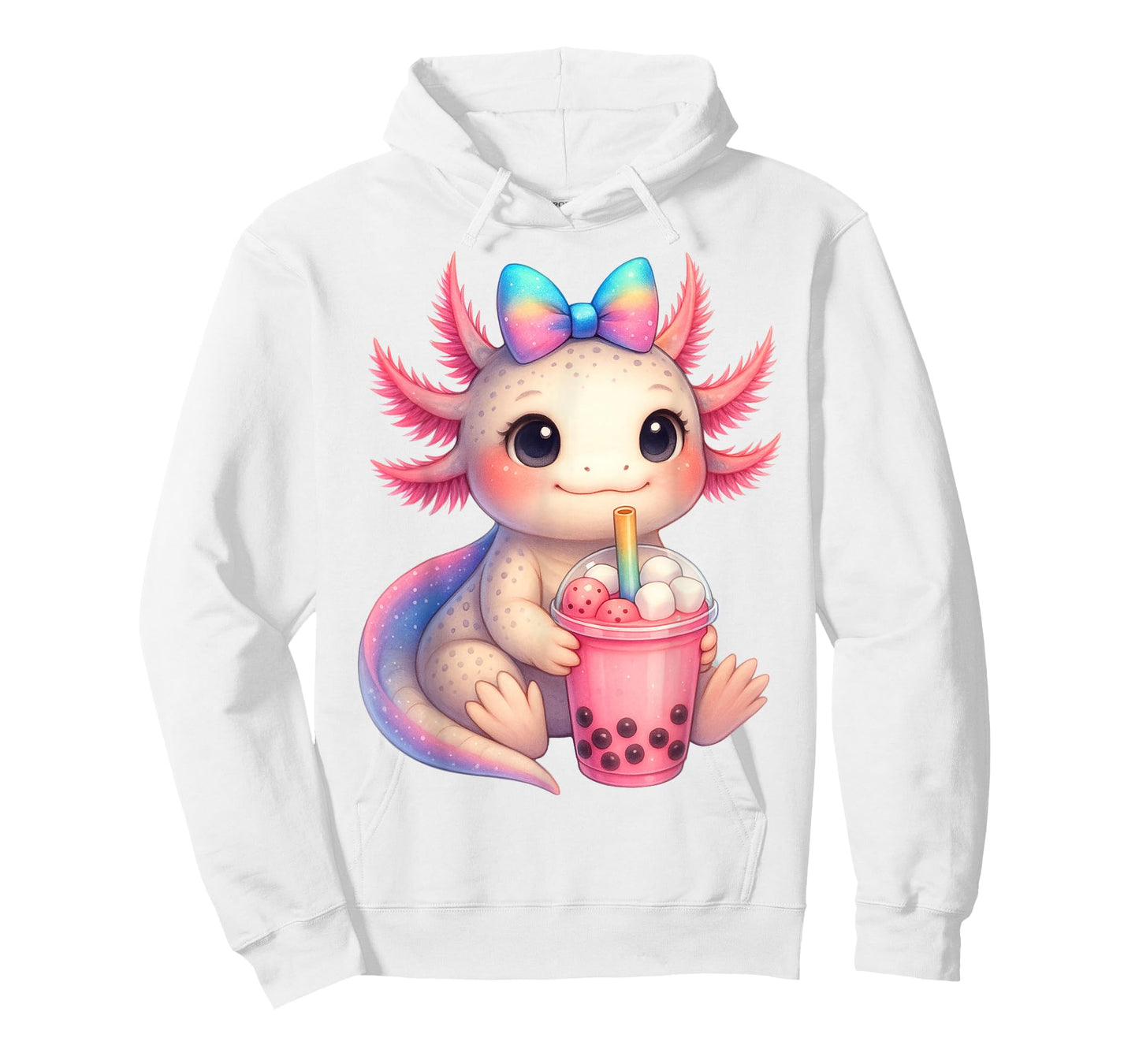 Cute Anime Kawaii Axolotl Boba Bubble Tea Women Girls Kids T-Shirt