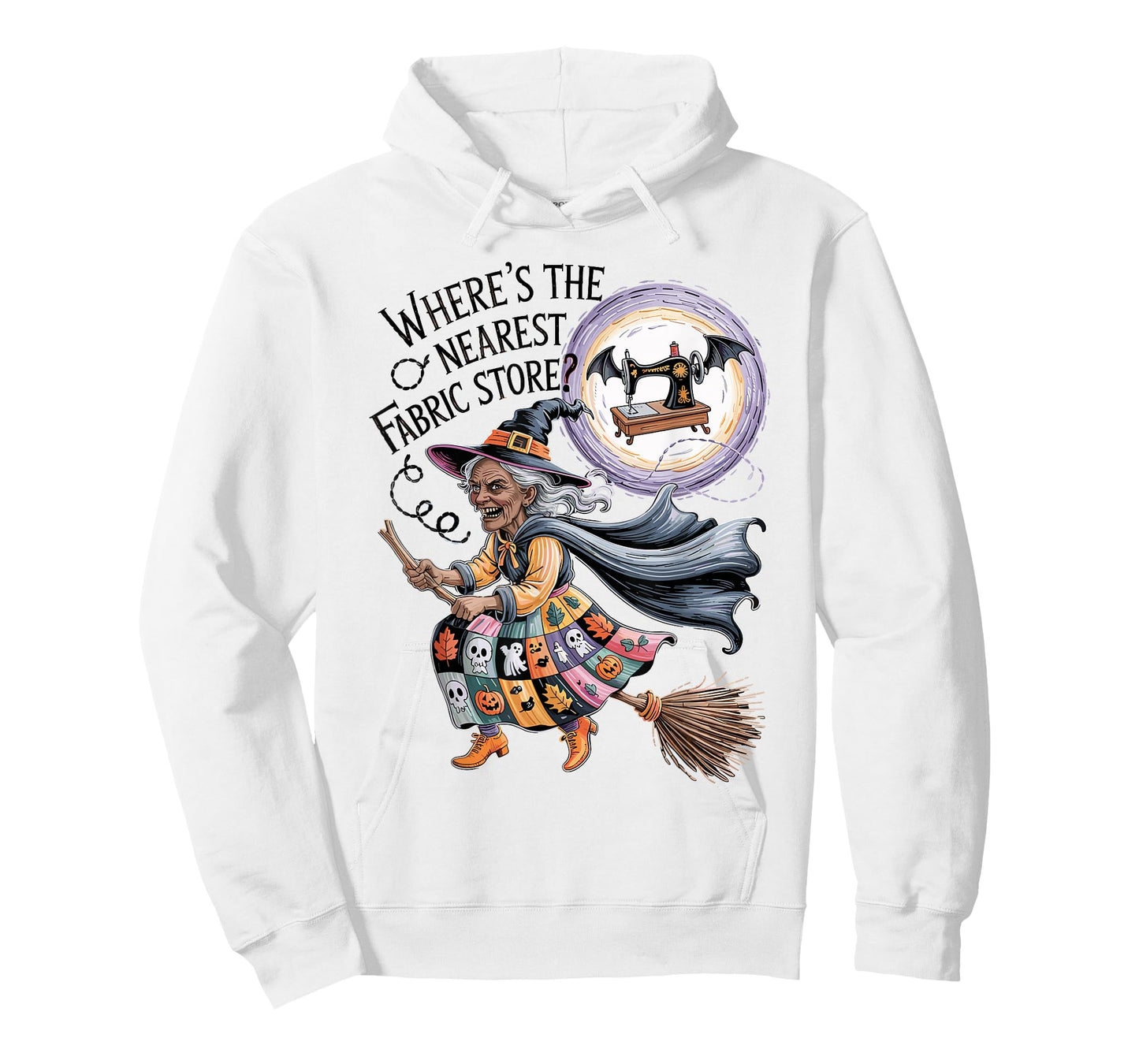 Funny Halloween Witch Sewing and Fabric Lover Quilt Design T-Shirt