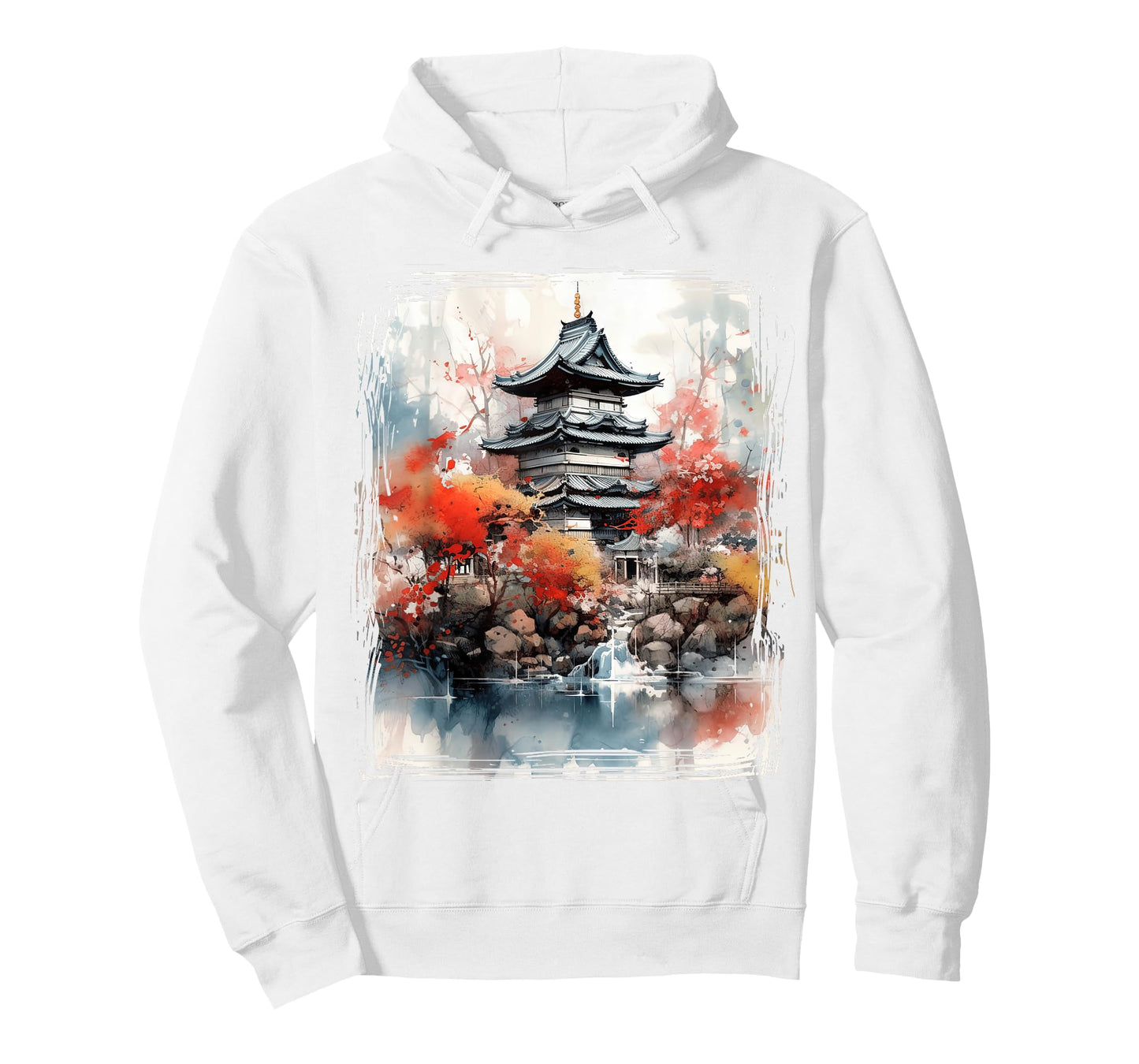 Vintage Japanese Flower Tee Mountain View Landscape Graphic T-Shirt
