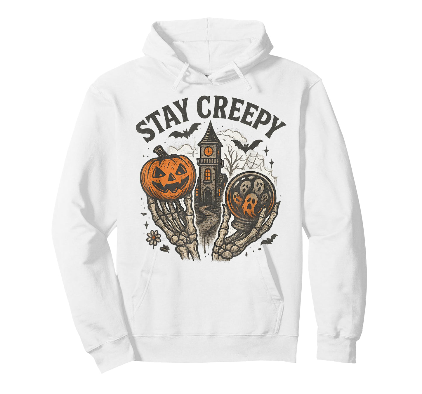 Stay Creepy Vintage Halloween Haunted House Graphic T-Shirt