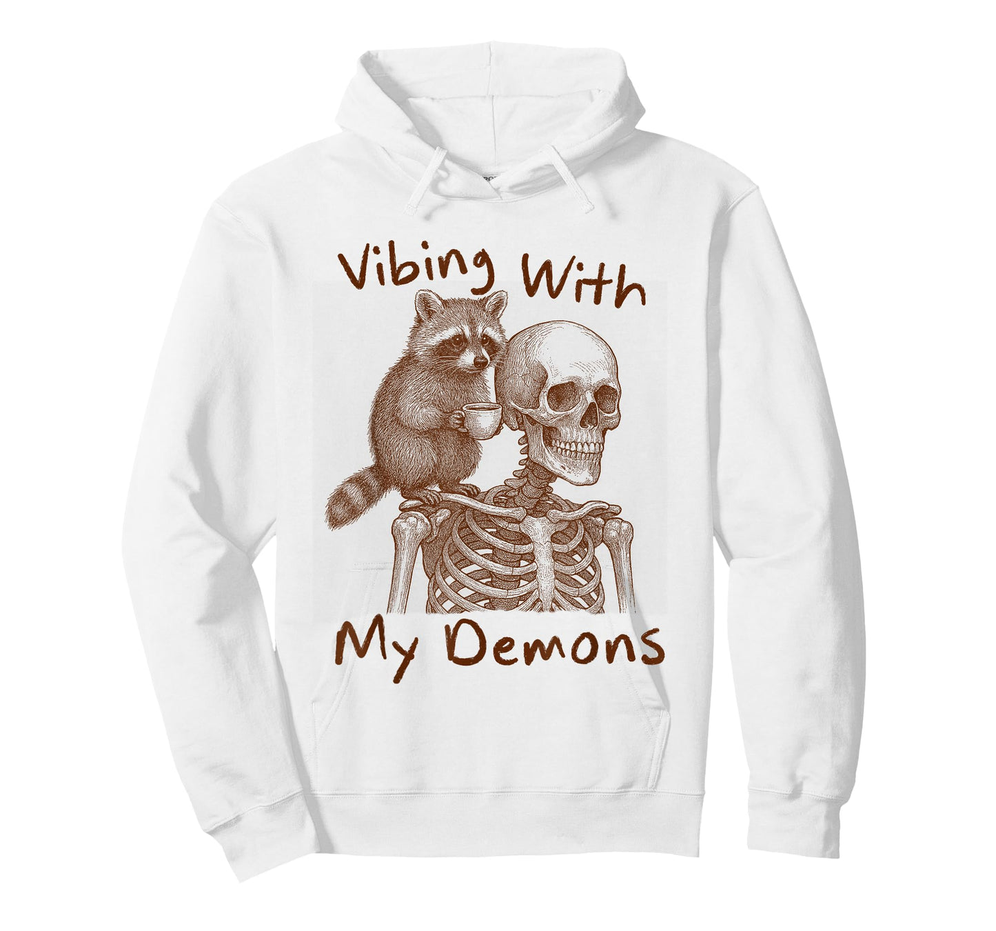 Halloween Vibes Racoon & Skeleton Vibing with My Demons T-Shirt