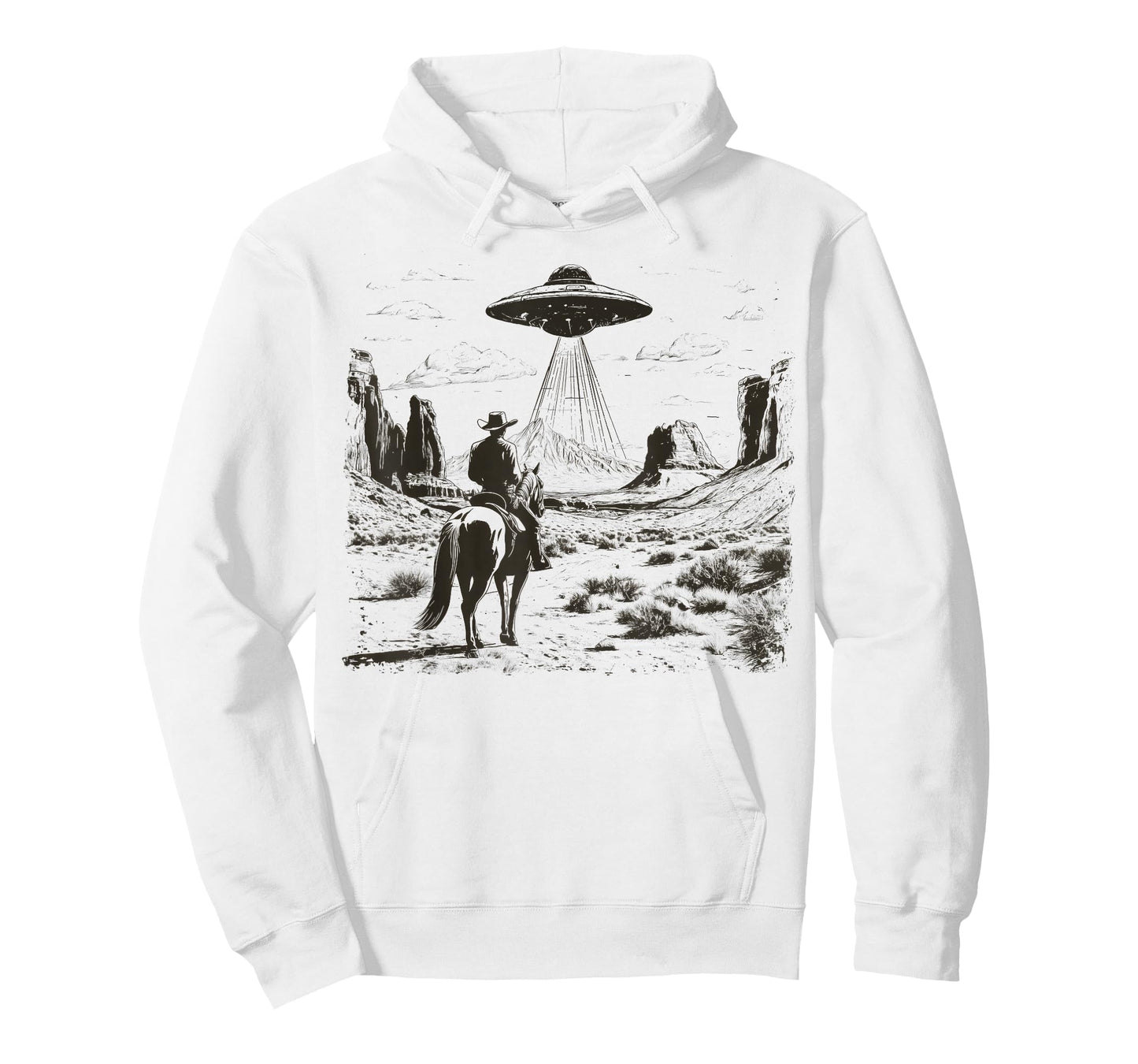 Vintage Rodeo Cowboy Western Country Space Ship UFO Alien T-Shirt