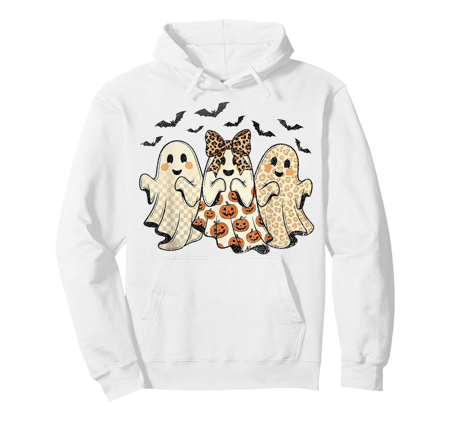 Preppy Halloween Leopard Cute Ghost Trio Retro Aesthetic T-Shirt