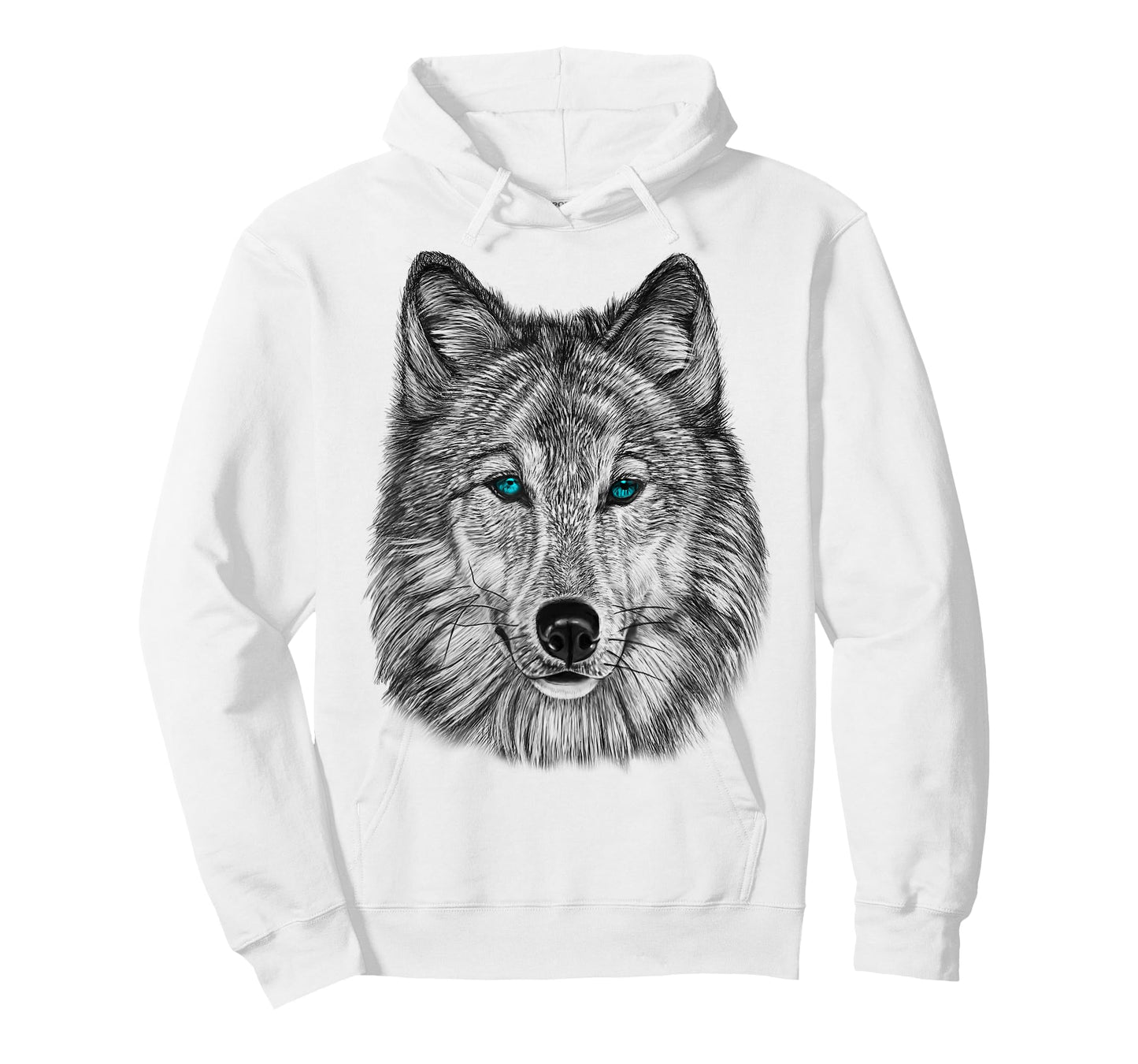 Fearless Eye of The Wolf Face Print Black and White Graphic T-Shirt
