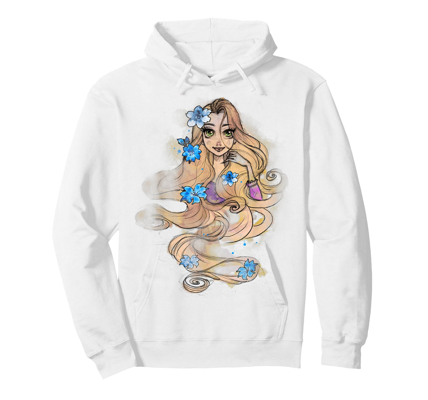 Disney Tangled Rapunzel Watercolors Portrait Graphic T-Shirt T-Shirt Small