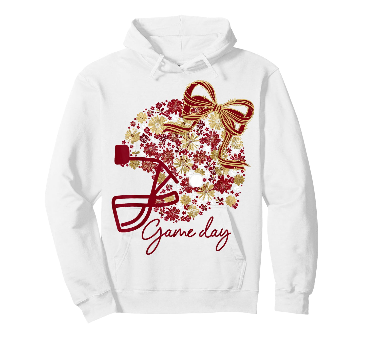 Floral Football Game Day Girly Team Spirit Burgundy & Gold T-Shirt