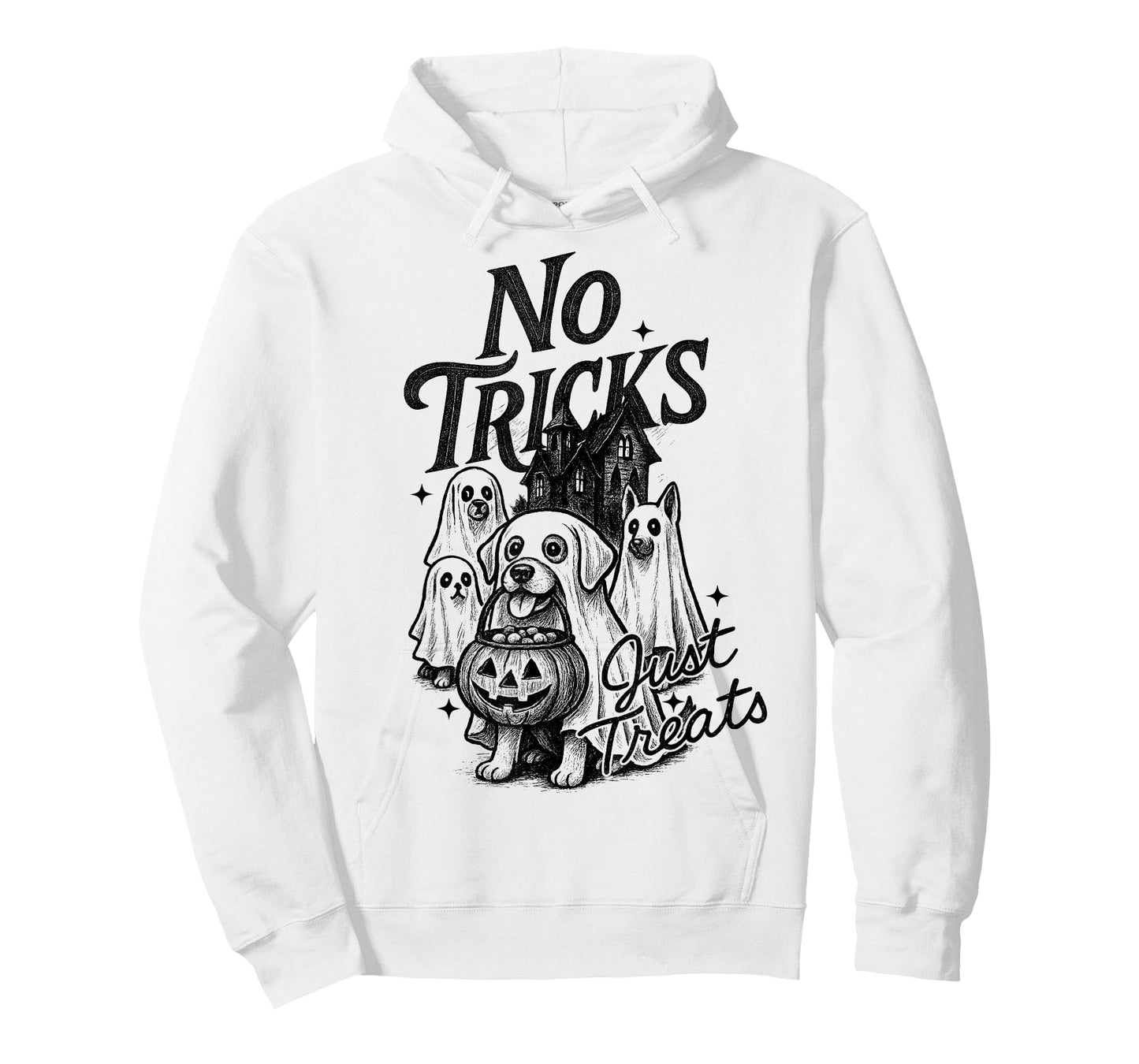 Happy Halloween No Tricks Just Treats Cute Ghost Dogs Spooky T-Shirt
