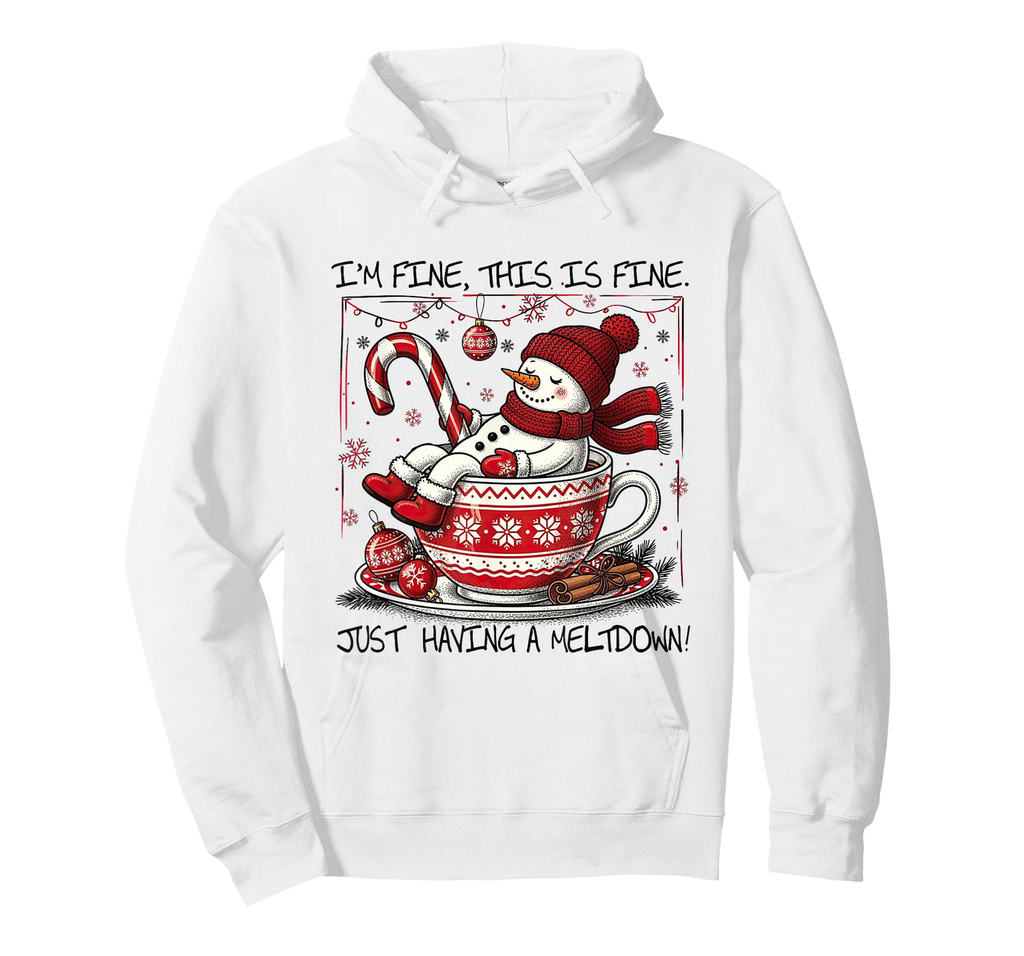 I'm Fine This is Fine Having A Meltdown Christmas Snowman T-Shirt
