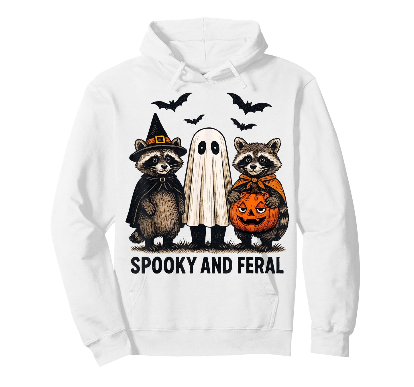 Spooky and Feral Halloween Cute Ghost Raccoon Trick Or Treat T-Shirt