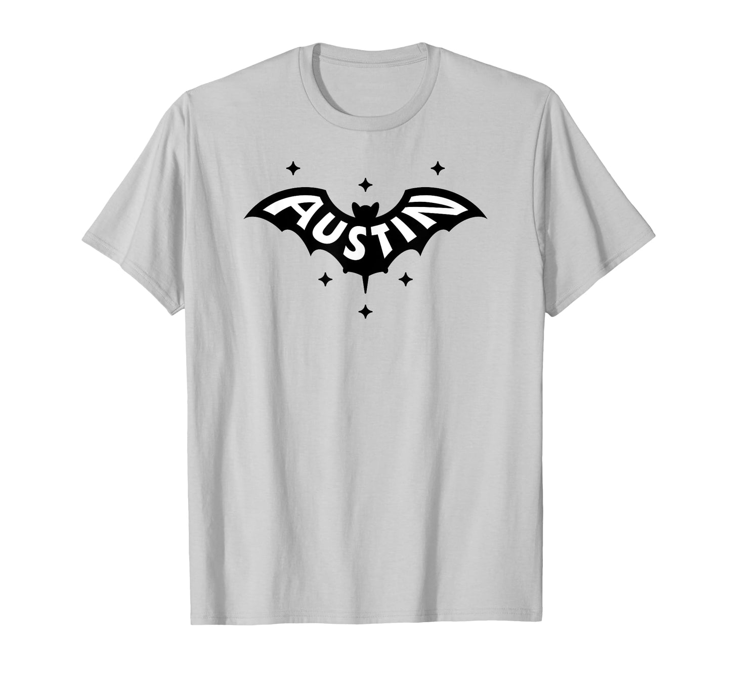 AUSTIN BAT - Austin TX Bat Logo W. Stars Two Tone Design T-Shirt