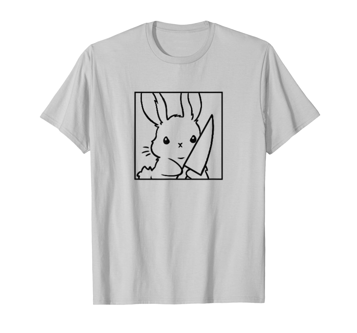 Coquette Cartoon Cute Kawaii Emote Angry Rabbit Bunny Knife T-Shirt