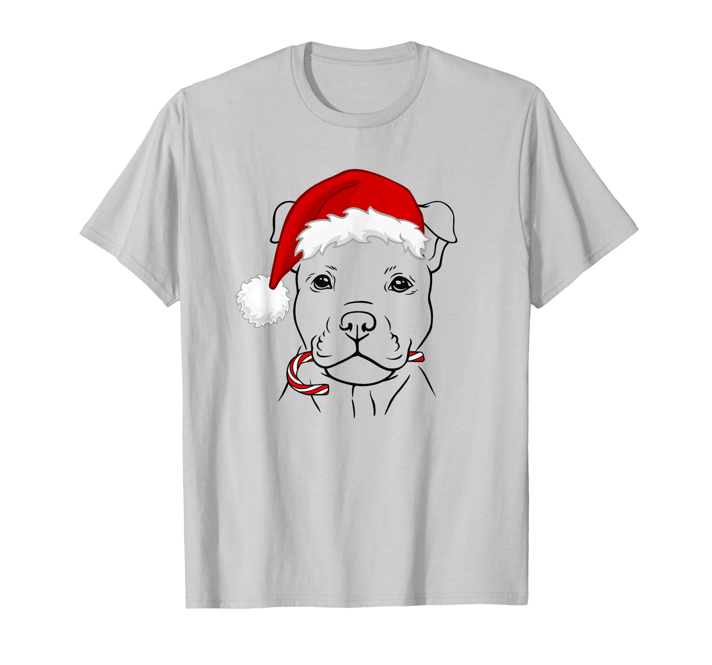 Christmas Puppy with Santa Hat and Candy Cane - Dog Lovers Men Women Kids T-Shirt
