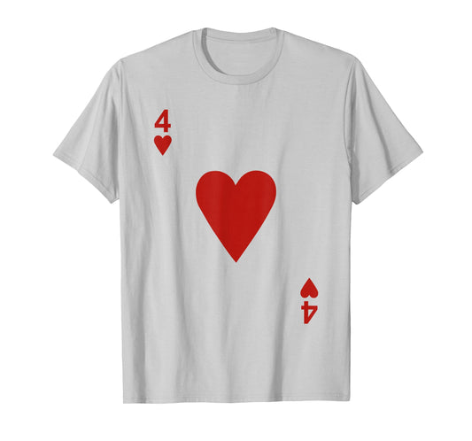 Four of hearts Tshirt Blackjack Cards Poker 21 4 Tee shirt T-Shirt