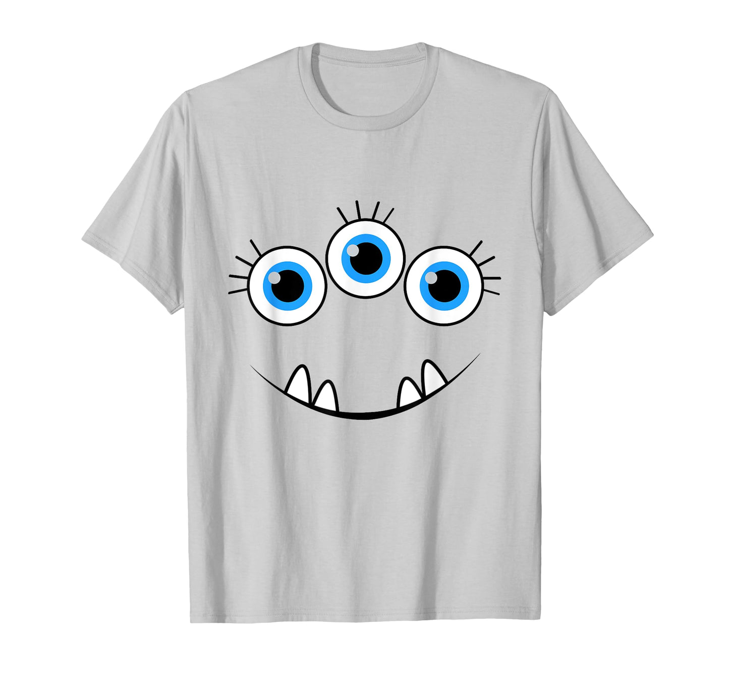 Three Eyed Eyeballs Monster Face Funny Halloween Cute T-Shirt