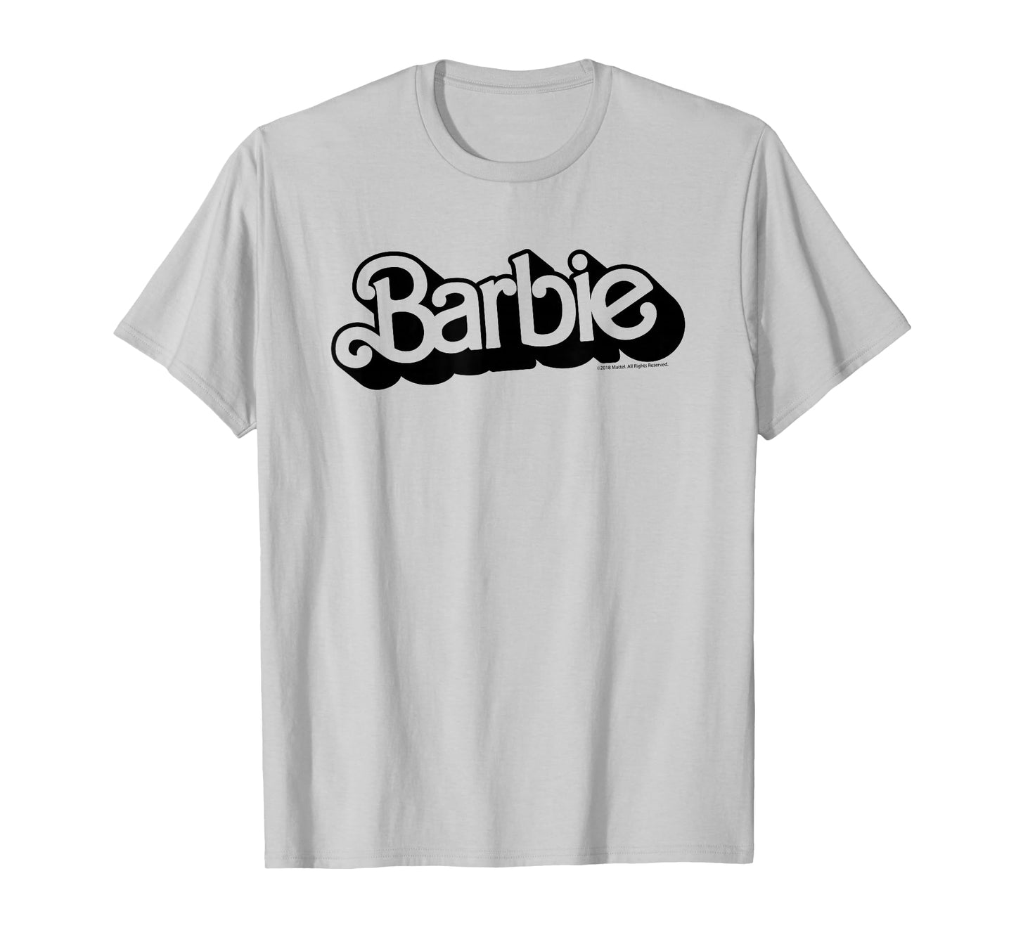 Barbie Retro Logo Short Sleeve T-Shirt, Small, Grey