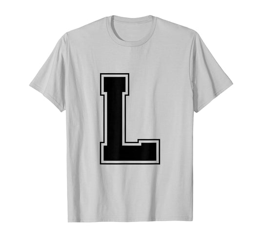 Letter L Big Bold Capital Varsity Alphabet Monogram T-Shirt