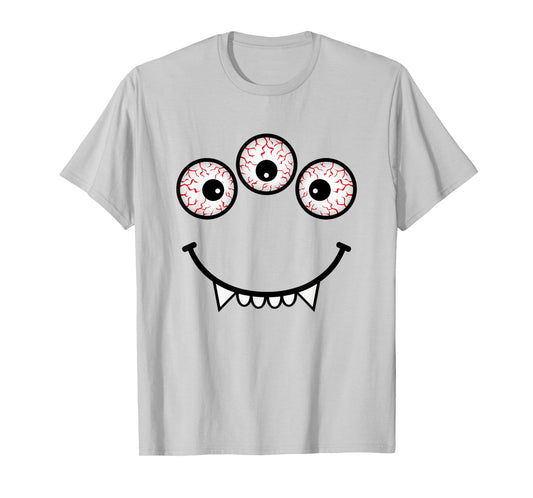 Three Eyed Monster Face Funny Halloween Costume T-Shirt