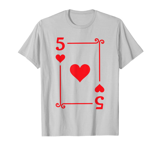 Playing Card Costume Tees - 5 Hearts Card - Five Card T-Shirt