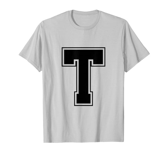 Letter T Big Bold Capital Varsity Alphabet Monogram T-Shirt