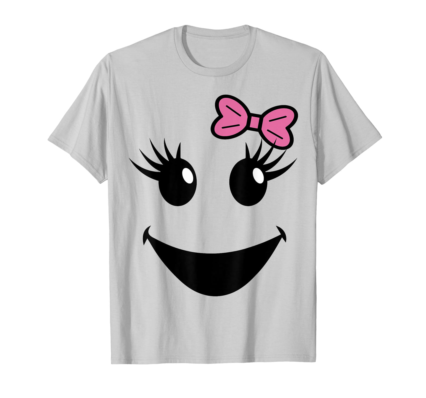 Cute Ghost Face With Bow Eyelashes Halloween Girls T-Shirt