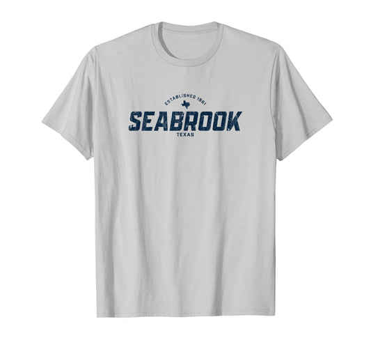 Seabrook Texas TX Vintage Athletic Navy Sports Logo T-Shirt