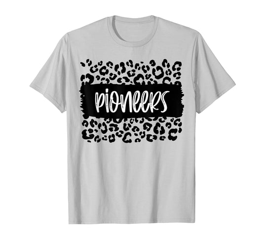 Pioneers Team Mascot School Spirit Game Night Leopard Print T-Shirt