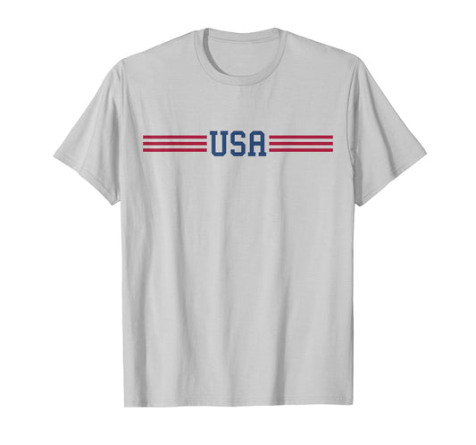 USA Women Men Patriotic American White 4th of July T-Shirt