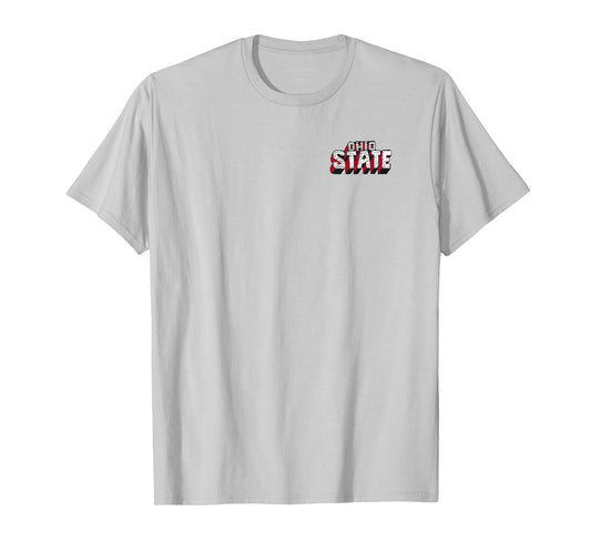 Elite Authentics Ohio State Buckeyes Vintage Front/Back Officially Licensed T-Shirt - Grey, Unisex-Adults & Kids, Short Sleeve, T-Shirt, Size Small