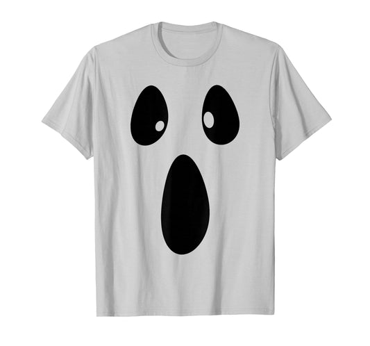 Ghost Silly Face Spooky Halloween Ghoul Face Easy Costume T-Shirt