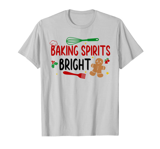 Merry Christmas Cooking Baking Team Baking Spirits Bright T-Shirt