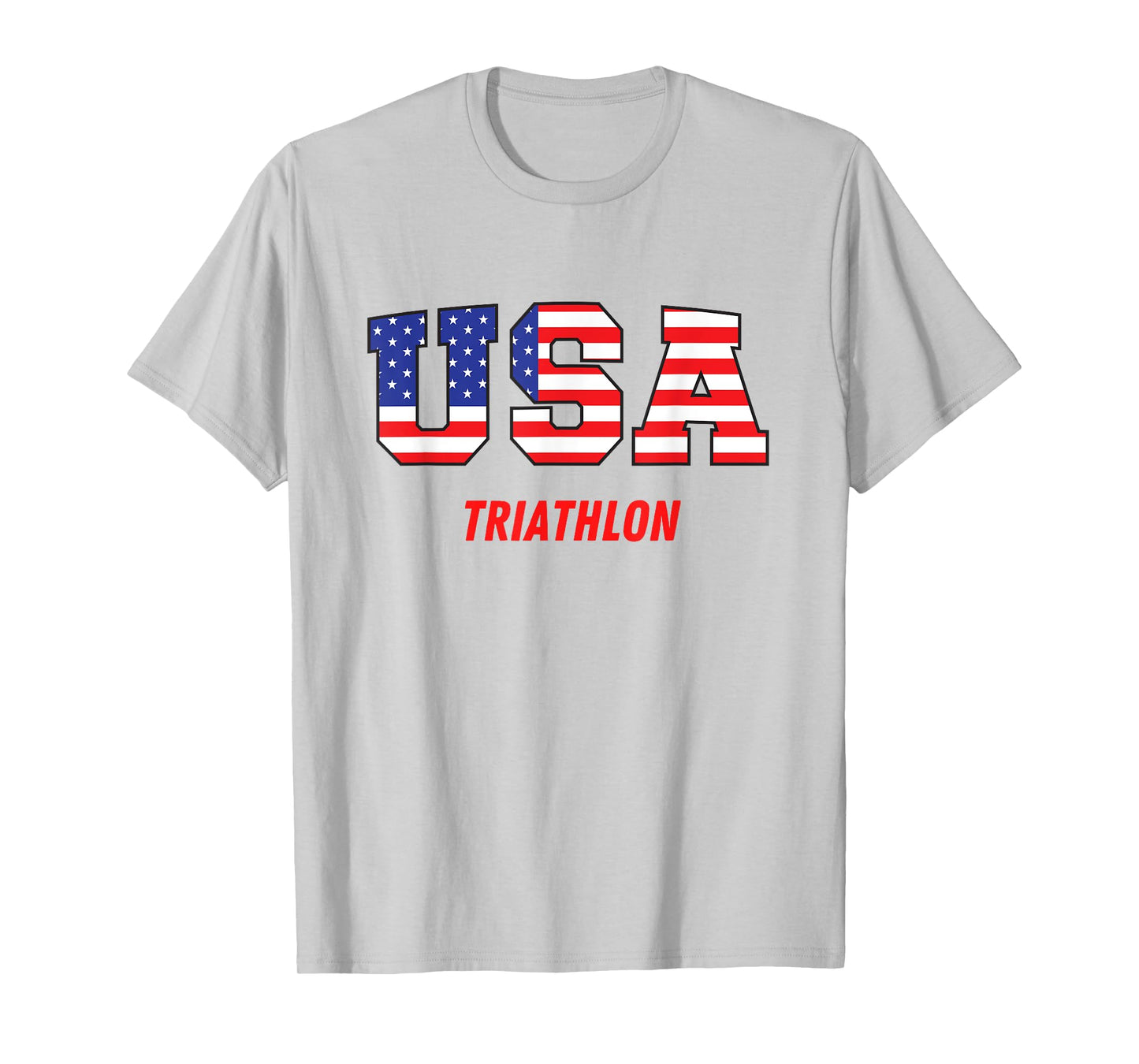Triathlon USA Go Team Sport Patriotic American Flag T-Shirt