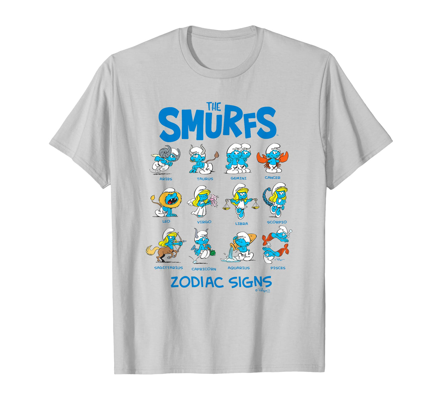 The Smurfs Zodiac Signs Cute Retro Cartoon T-Shirt