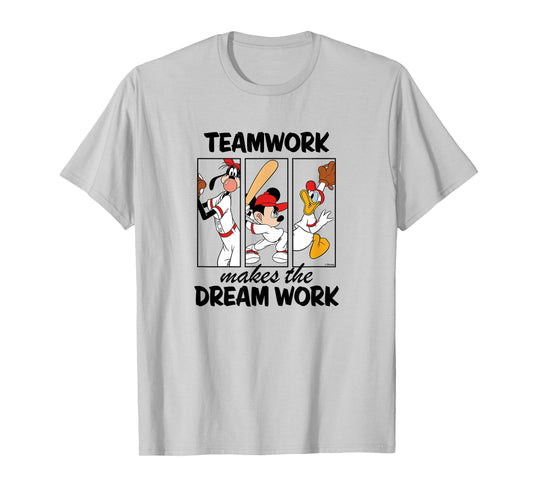 Disney - Mickey Team Work Makes The Dream Work Baseball T-Shirt