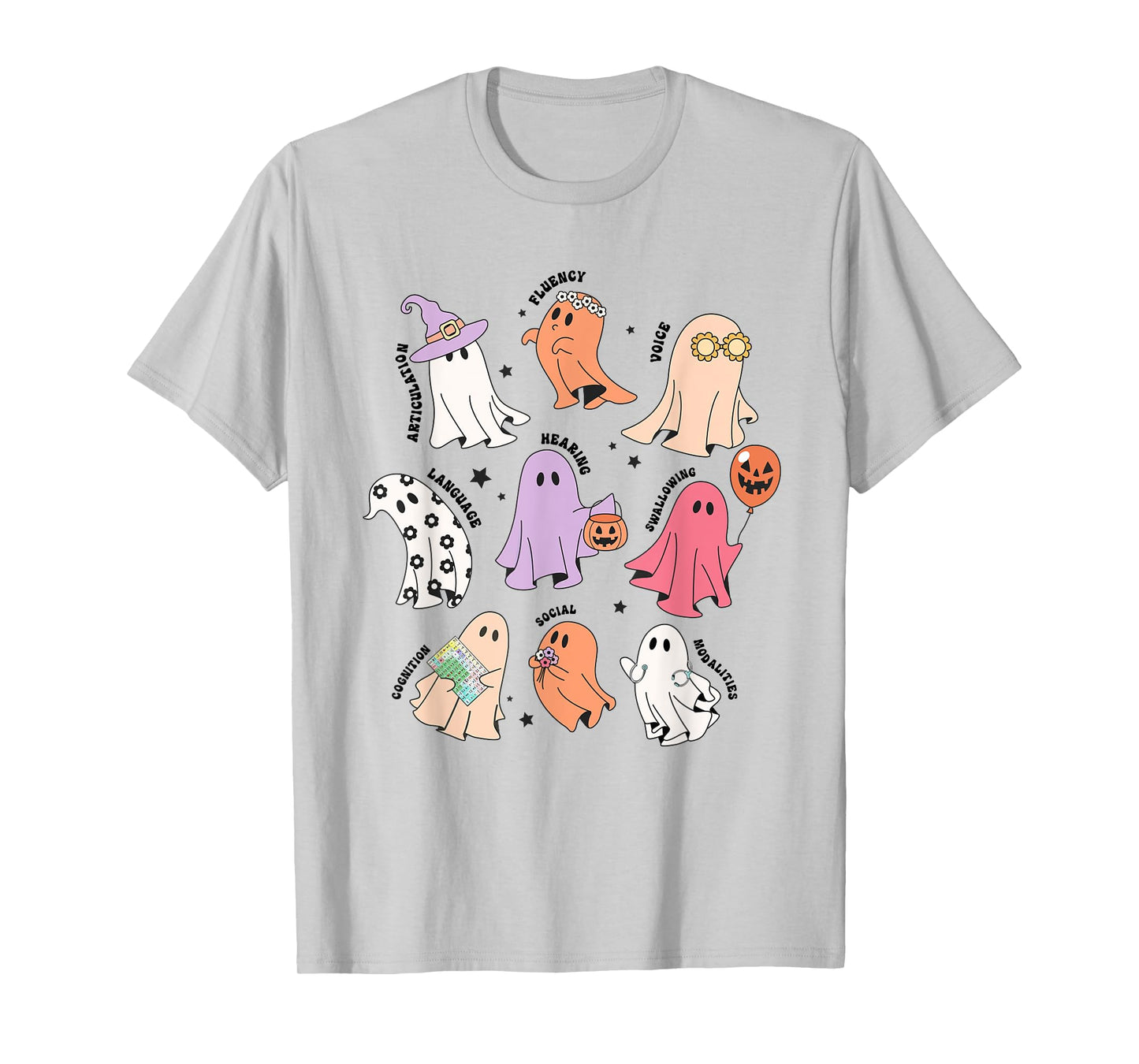 Ghost Friends Halloween AAC SLP Squad Speech Language T-Shirt