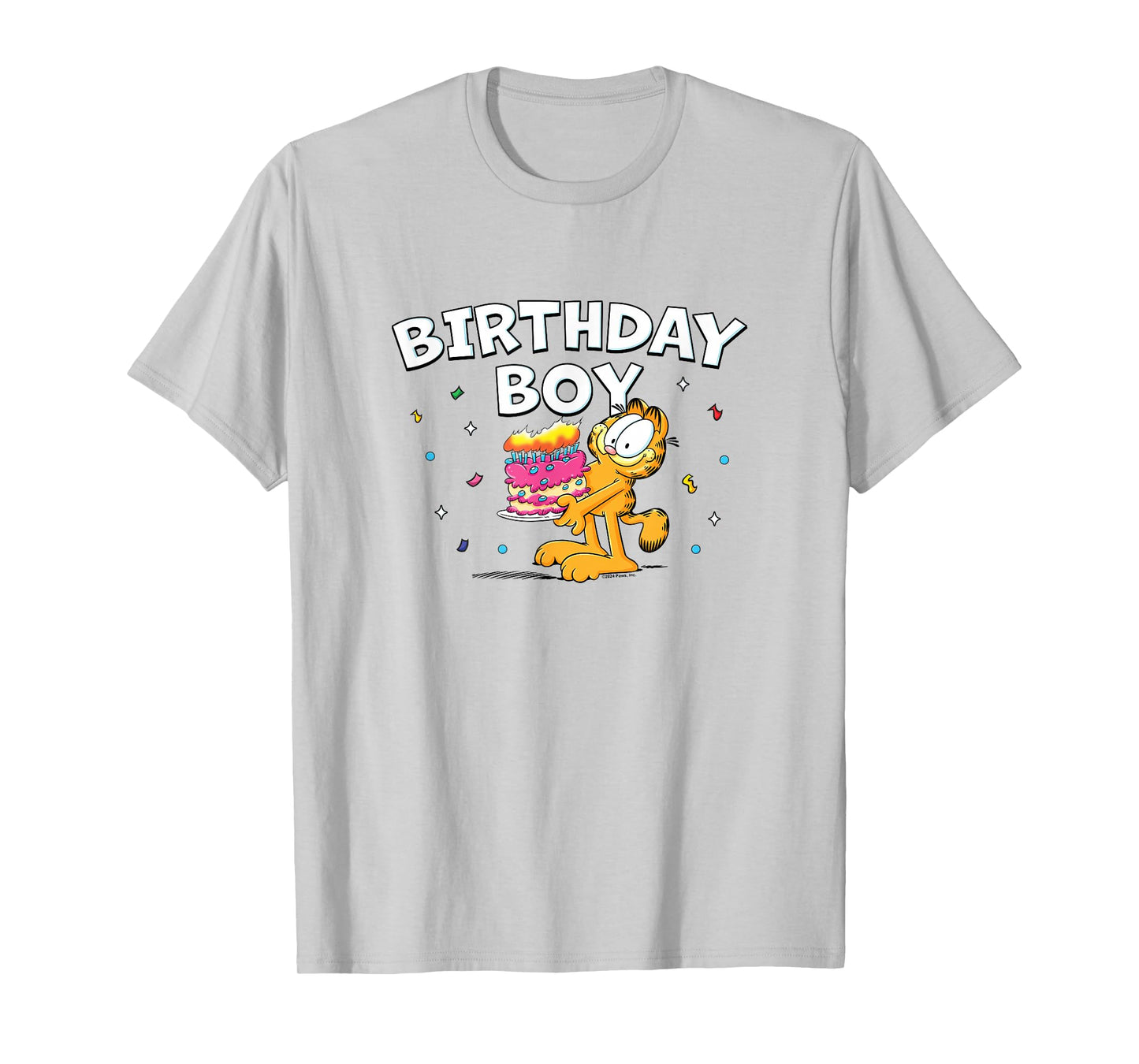 Garfield Birthday Boy Cake & Confetti Celebration Logo T-Shirt