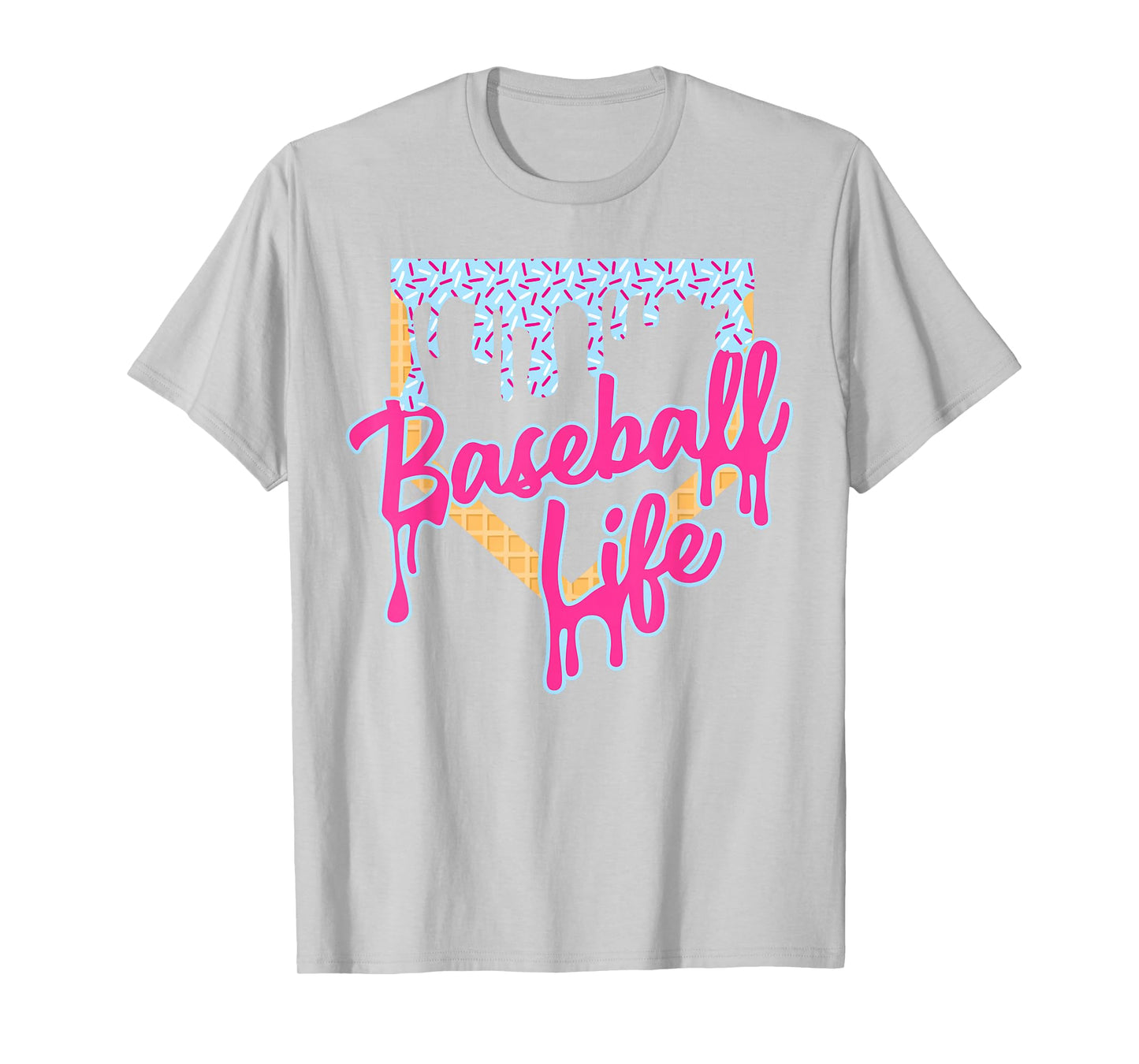 Baseball Life Baseball Home Plate Ice Cream Dripping T-Shirt