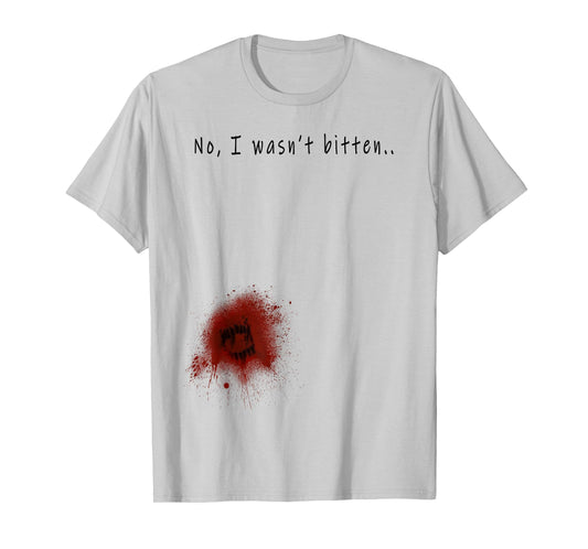 Funny Zombie Bite Halloween T shirt Bitten Injury Men Women T-Shirt