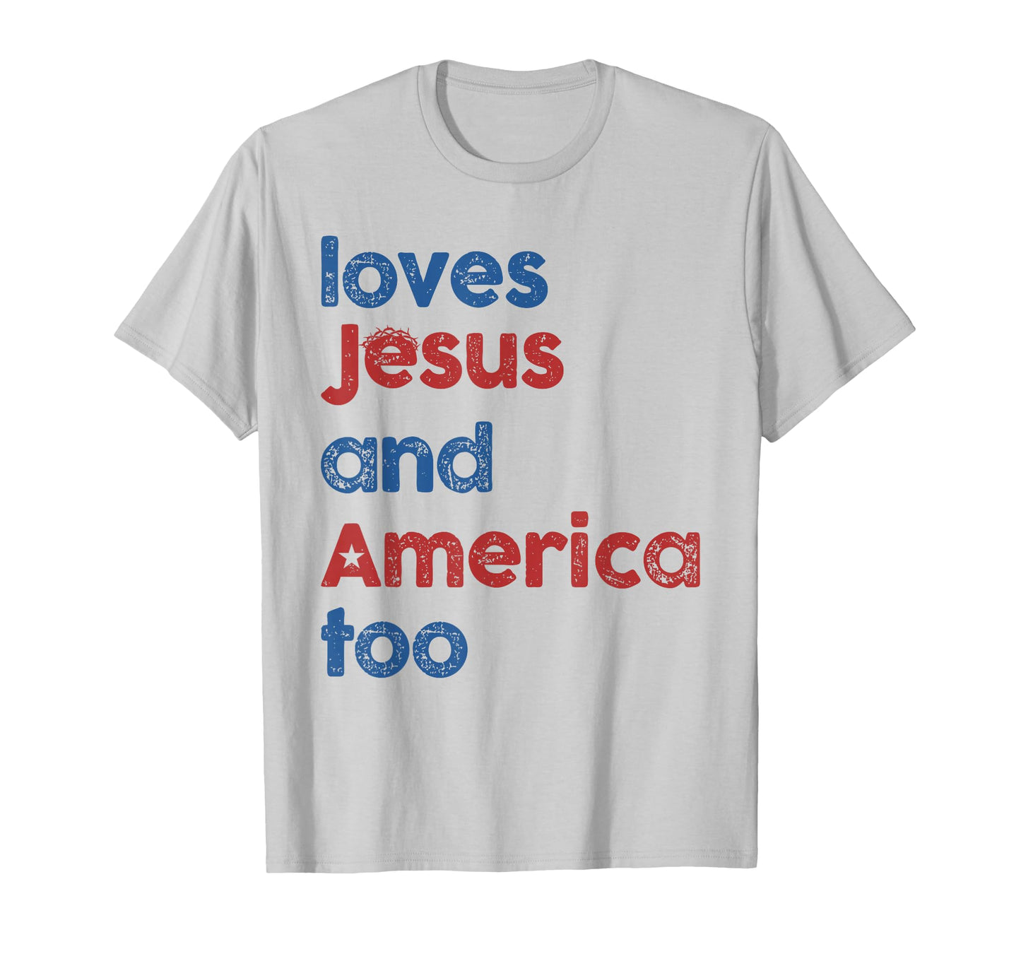Retro Loves Jesus and America Too 4th Of July Gifts T-Shirt T-Shirt