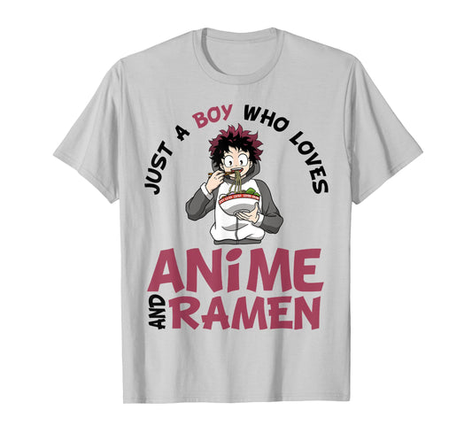 Just a Boy Who Loves Anime and Ramen Men Teen Boys T-Shirt