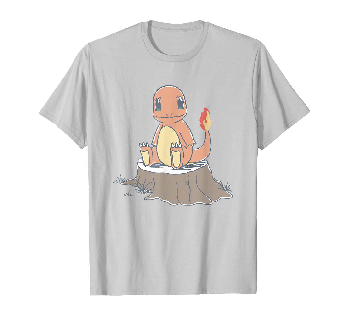 Pokémon Charmander Sitting On Tree Stump Retro Sketch T-Shirt