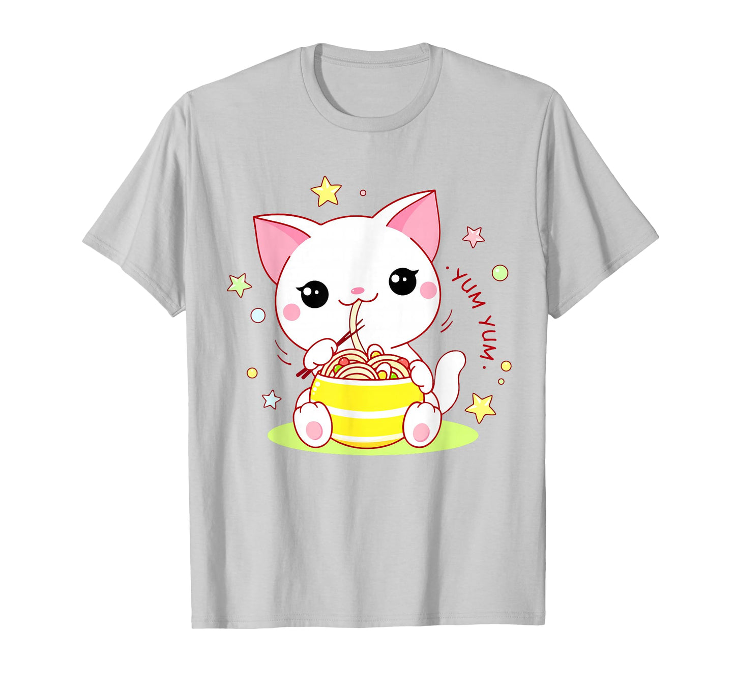 Girl Cat Ramen Noodle Cute Teen Girl Toddler Kawaii Anime T-Shirt