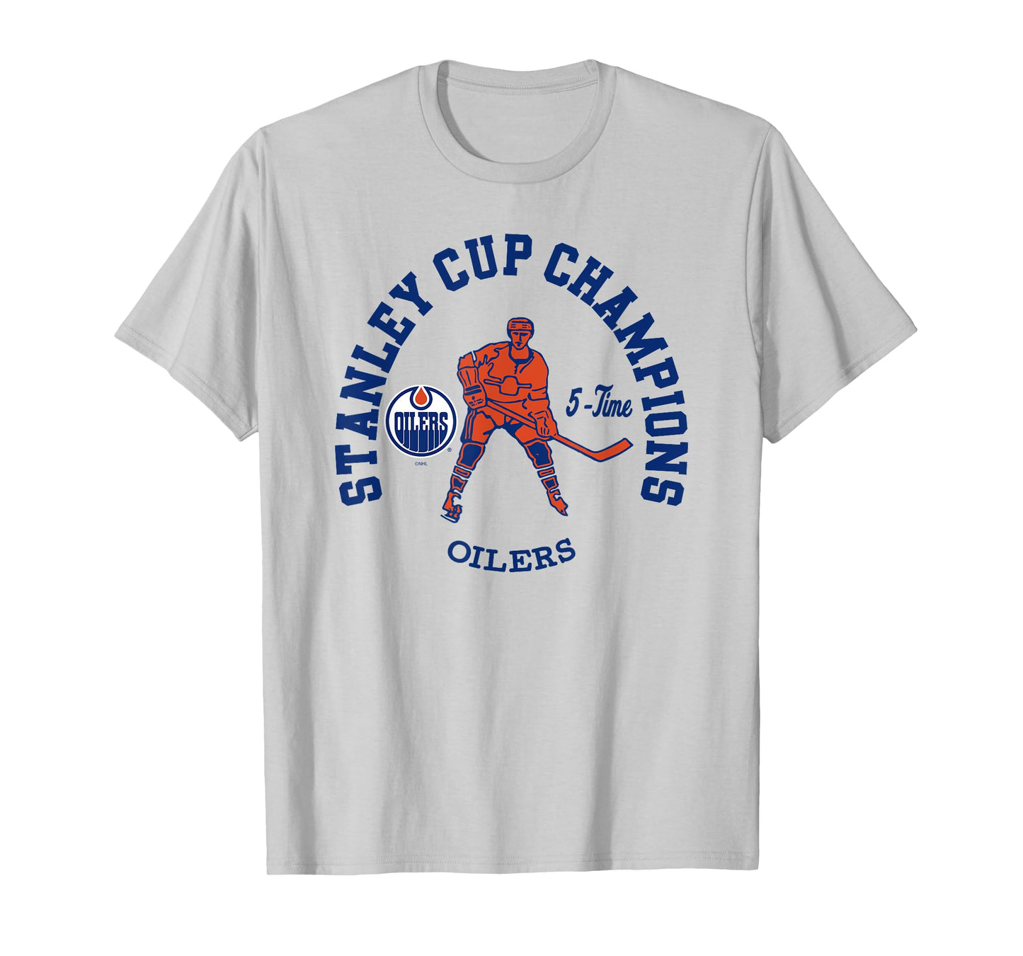 Edmonton Oilers Stanley Cup Champions 5-Time Gray NHL T-Shirt
