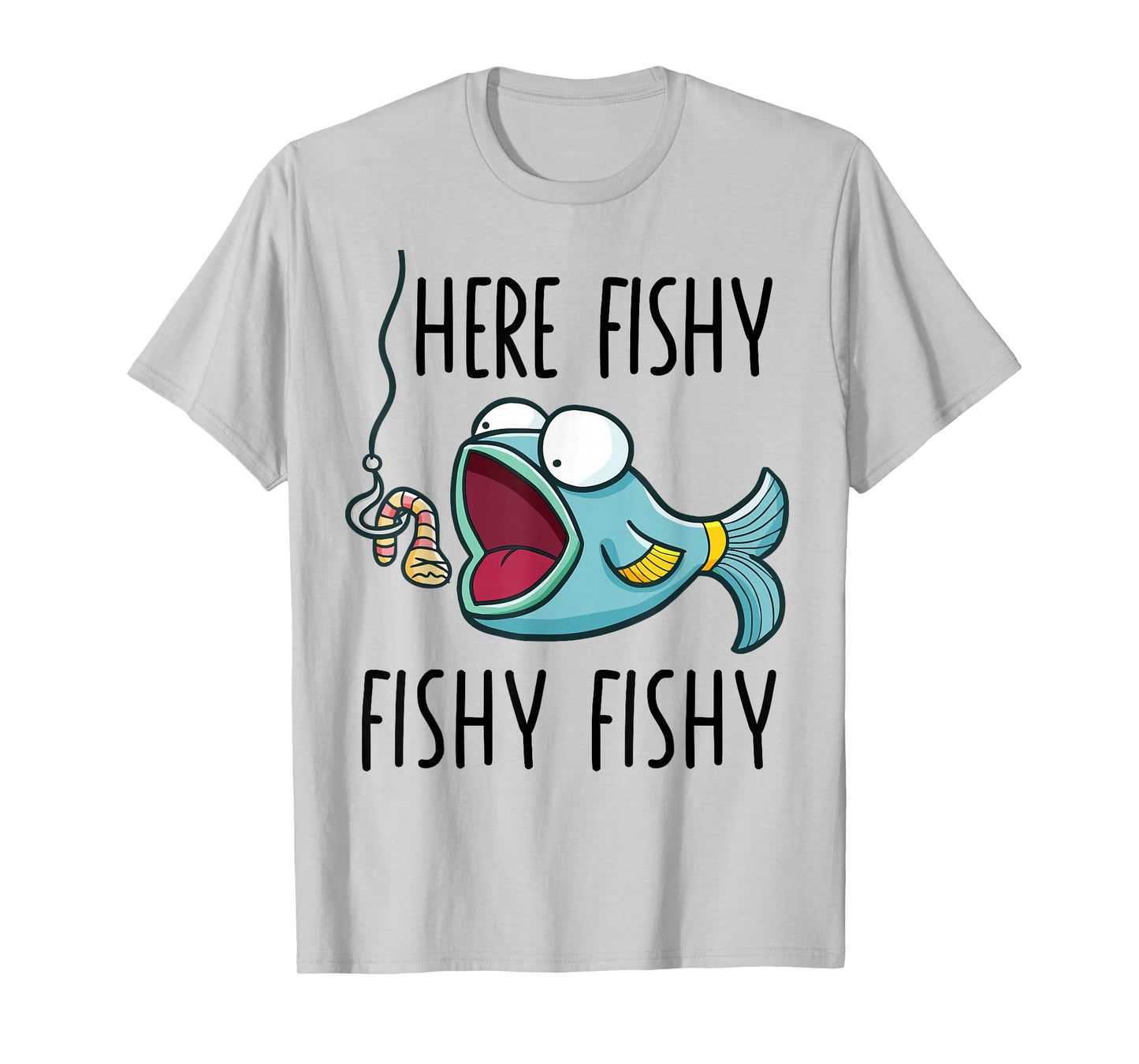 Here-Fishy Shirt Women Youth Boys Kids Toddler Funny Fishing T-Shirt