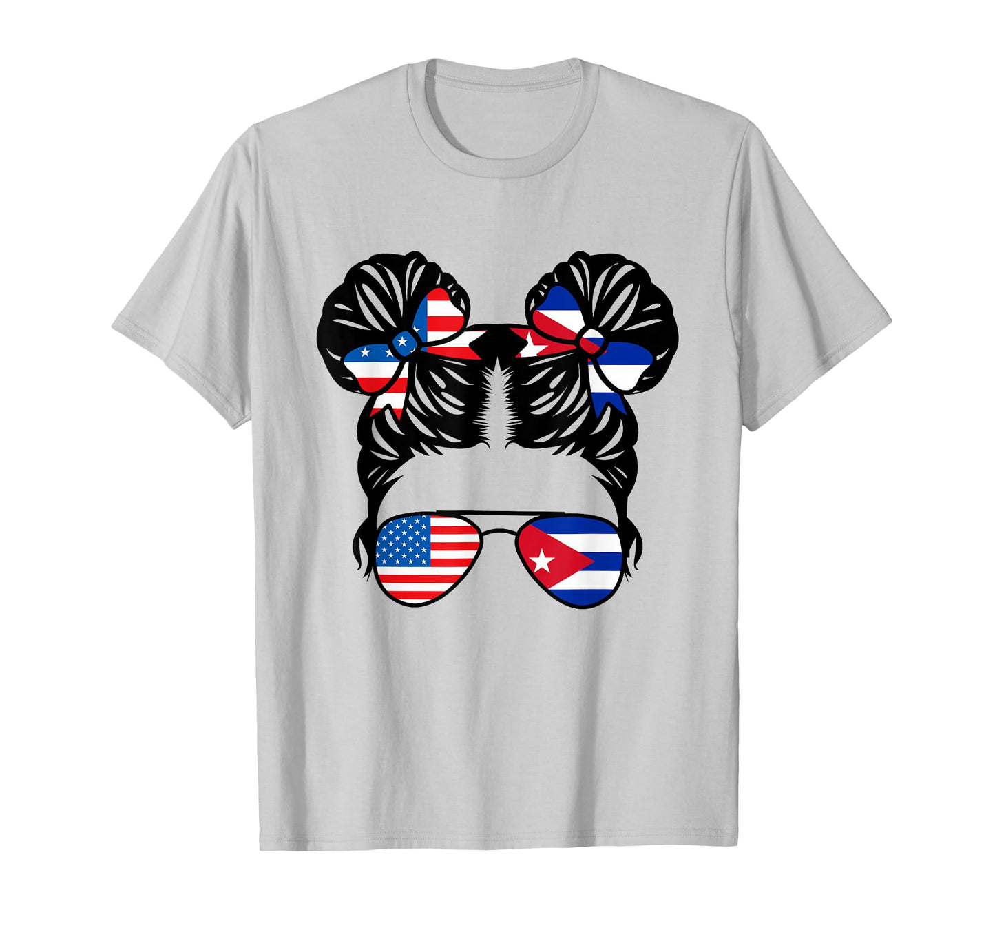 Half American Half Cuban Girl USA Cuba Flag Patriot T-Shirt