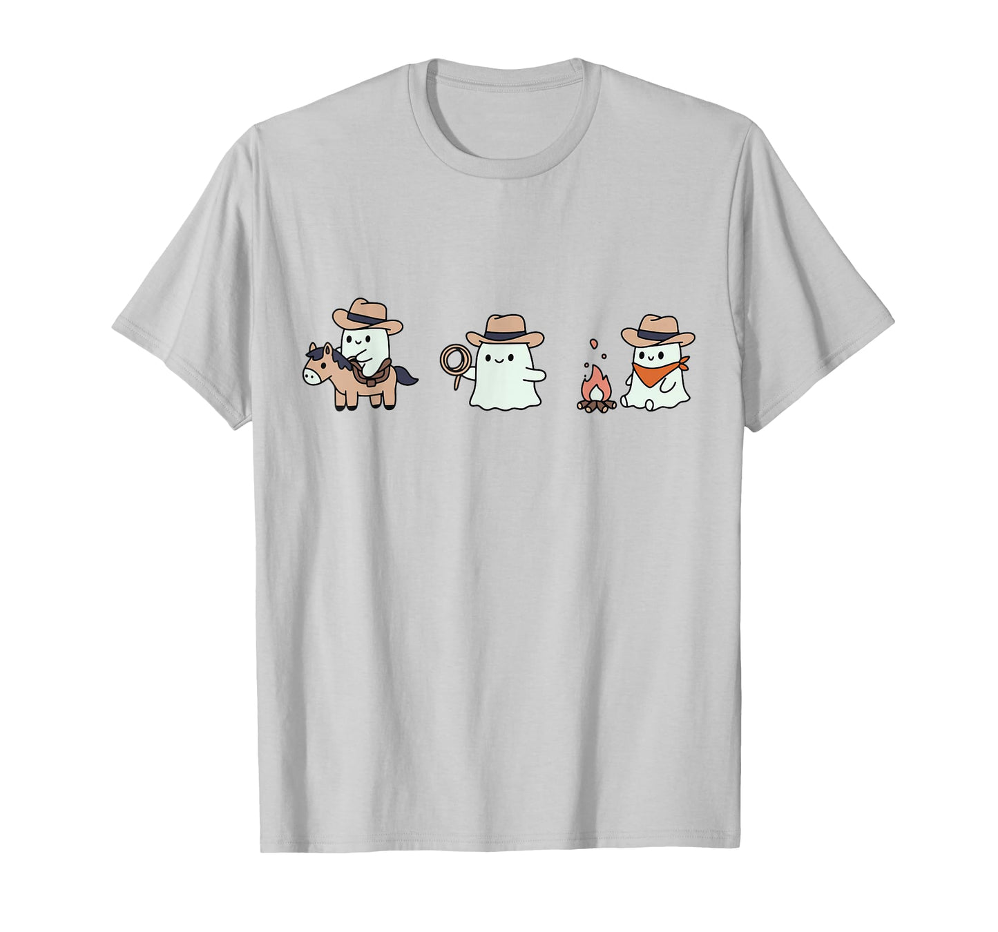 Cute Cowboy Ghost Funny Halloween Western Costume T-Shirt
